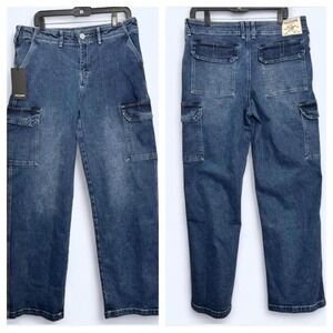 True Religion Denim Cargo Jeans Sz 30 Straight Medium Wash NWT Streetwear Y2K